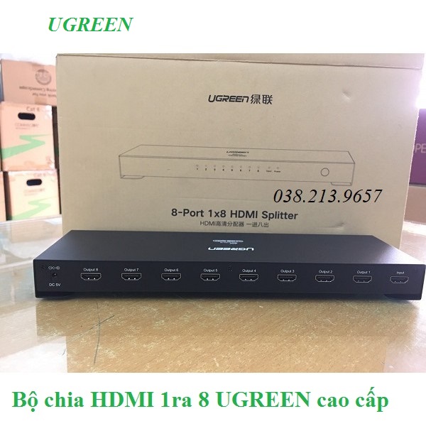 Bộ chia HDMI 8 cổng chính hãng Ugreen 40203 cao cấp